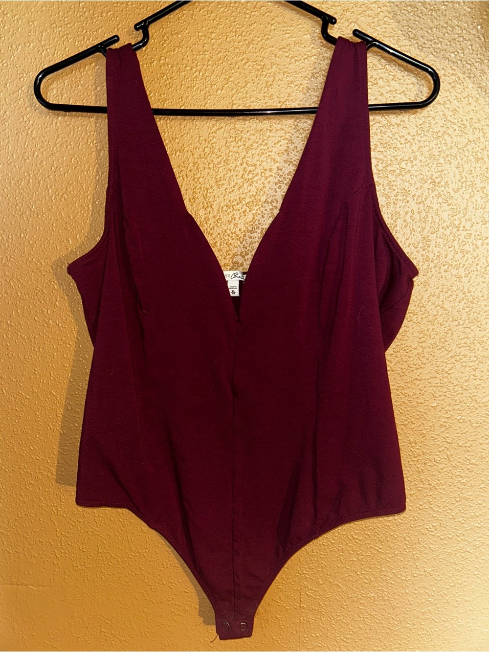 Plunge V-Neck Burgundy Women's Bodysuit